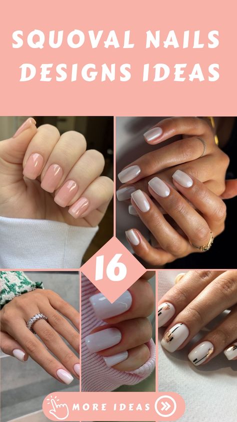 Squoval Nails 16 Ideas: A Chic and Timeless Nail Trend Nail Shape Square Oval, Minimalist Squoval Nails, Squarvole Nails, Square Nail Manicure Ideas, Classy Squoval Nails, Squoval Nail Shapes, Simple Acrylic Nails Squoval, Squoval Nails Medium Length, Gel X Nail Inspo Square