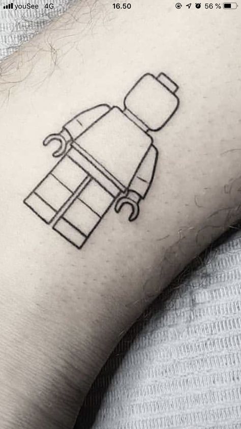 Lego Figure Tattoo, Lego Man Tattoo, Lego Tattoo Ideas, Engineering Tattoo, Lego Tattoo, Matching Best Friend Tattoos, Cool Tattoo Drawings, Birthday Tattoo, Clever Tattoos