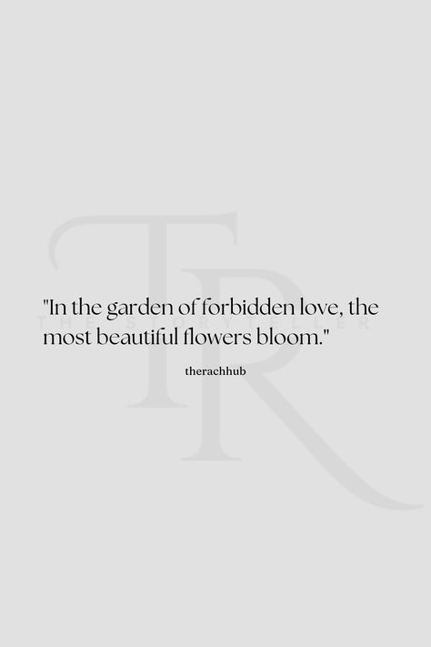 The Garden of Forbidden Love is a place where boundaries blur and inhibitions fade, where lovers revel in the thrill of clandestine rendezvous and forbidden trysts. Whispers of scandal dance upon the breeze, adding to the air of intrigue that permeates every corner of this enchanting sanctuary. #Poem #quotes #lovequotes #sadquotes #forbiddenlove #poetry #lovesnevertell Estranged Lovers Aesthetic, Forbbiden Lovers Quotes, Forbidden Love Aesthetic Quotes, Forbidden Romance Quotes, Quotes Forbidden Love, Forbidden Love Poem, Forbidden Love Poetry, Quotes About Forbidden Love, Forbidden Quotes