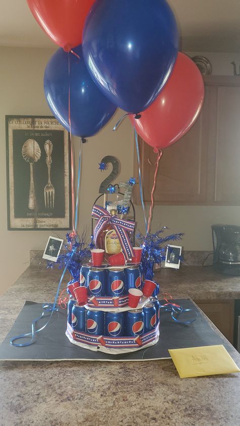 #pepsi #21stbirthday #gift #cake #alcoholtower Diet Pepsi Gift Ideas, Pepsi Birthday Party Ideas, Pepsi Cake, Sturnilio Triplets, Alcohol Cake, Cake In A Can, Wallpapers Ideas, Drinks Party, Y2k Baddie