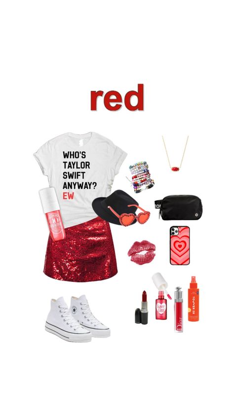 what i would wear to the eras tour as red 💋🎤 #outfitinspo #clothes #taylorswift #erastour Taylor Swift Halloween Costume, Consert Outfits, Gig Outfit, Taylor Swift Costume, Lilly Pulitzer Outfits, Taylor Swif, Taylor Outfits, Taylor Swift Tour Outfits, Swift Tour