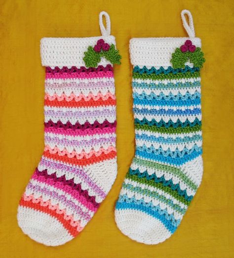 Free Crochet Pattern: Fabulously Festive Christmas Stockings | Gleeful Things Stocking Crochet, Crochet Christmas Stocking Pattern, Hanging Christmas Stockings, Christmas Crochet Patterns Free, Crochet Stocking, Crocheted Christmas, Crochet Christmas Stocking, شال كروشيه, Confection Au Crochet