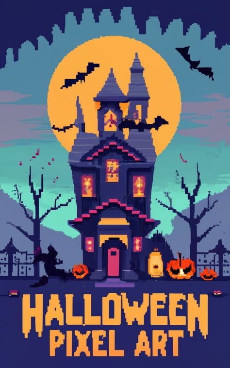 Pixel Art Church Halloween, Halloween Games, Halloween House, Pixel Art, Crochet Patterns, Halloween, Crochet, Art