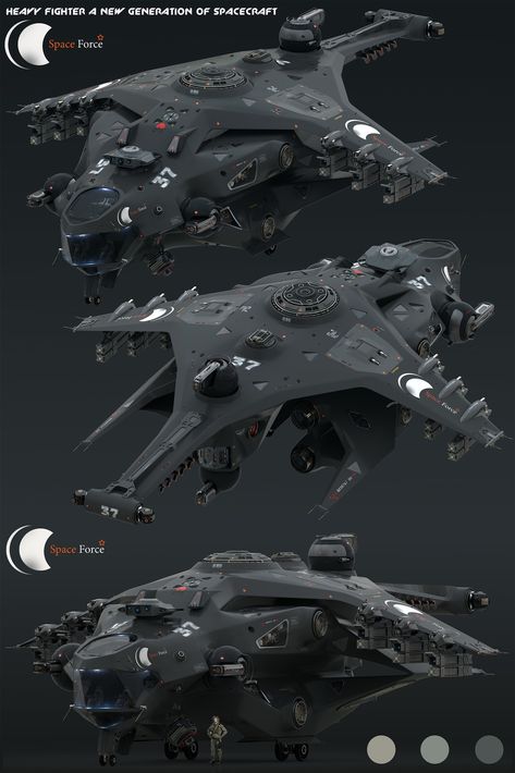 Space Fighter, Space Ships Concept, Space Ship Concept Art, Starship Concept, Drones Concept, Starship Design, Sci Fi Ships, Spaceship Art, Spaceship Concept