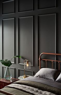 Dark Gray Bedroom, Best Gray Paint, Dark Grey Walls, Revere Pewter, Living Room Red, Accent Wall Bedroom, Grey Paint Colors, Bedroom Paint Colors, Dark Interiors