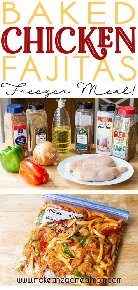 Freezer Meals Make Ahead Chicken Fajitas, Meal Prep Dinner Freezer, Freezer Steak Fajitas, Freezer Meal Fajitas, Pre Made Frozen Meals Dinners, Frozen Fajita Chicken Recipes, Freezer Meal Chicken Fajitas, Salsa Chicken Freezer Meal, Pre Cooked Frozen Meals