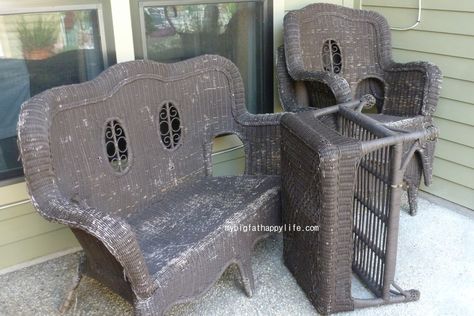 Outdoor Wicker Furniture Makeover, Updating Wicker Furniture, Repaint Wicker Furniture, Fix Wicker Patio Furniture, How To Repair Wicker Furniture Diy, Repairing Wicker Furniture, Antique Wicker Furniture, Restore Wicker Patio Furniture, Wicker Chair Makeover