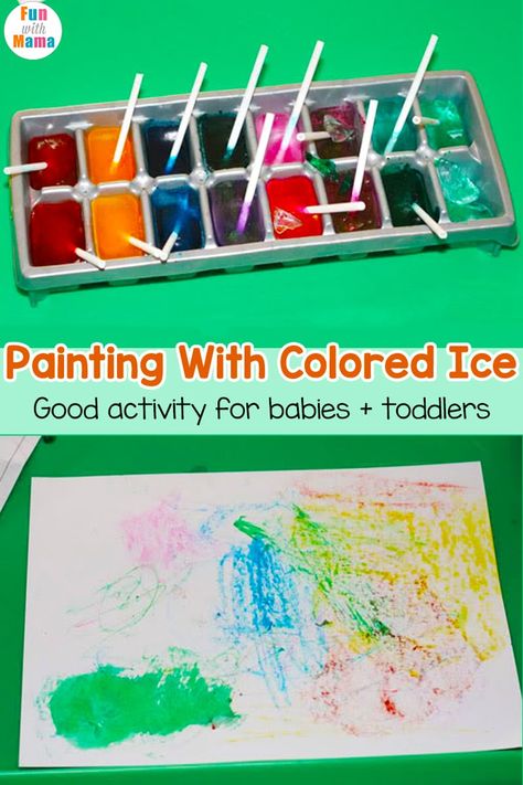 Painting with Colored Ice Ice Cube Painting, Colored Ice Cubes, Frozen Painting, Open Ended Art, Ice Painting, Painting Activities, Daycare Crafts, Toddler Play, How To Make Paint