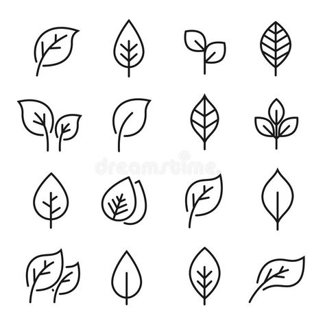 Leaf line icon set stock vector. Illustration of line - 99236168 Rf Logo, Growth Symbol, Leaf Icon, Arte Doodle, Leaf Outline, Leaf Illustration, Leaf Logo, Vector Art Illustration, Beauty Design