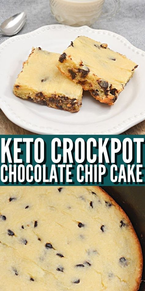 Keto Crockpot Chocolate Chip Cake #ketocrockpotchocolatechipcake #crockpotchocolatechipcake Crockpot Snacks, Crockpot Chocolate, Cake With Chocolate Chips, Stylish Cravings, Perfect Cake Recipe, Slow Cooker Cake, Crockpot Cake, Low Carb Crock Pot Recipes, Crockpot Dessert Recipes