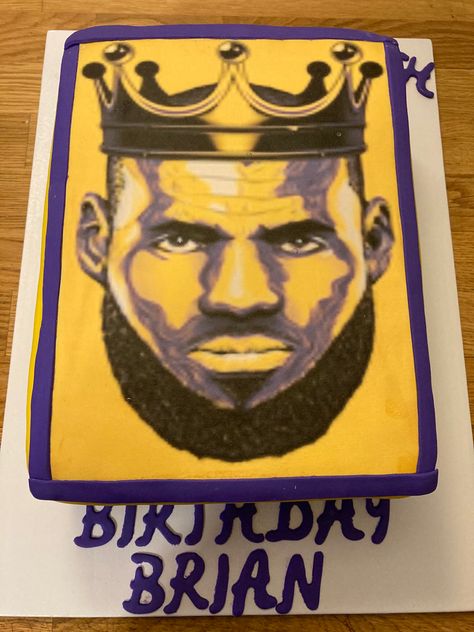 Red Velvet Sponge Cake, Cream Cheese Filling & Frosting, Fondant & Lebron James Edible Image Lebron James Cake, Basketball Cakes, Frosting Fondant, Basketball Cake, Cabin Trip, Cake Cream, Edible Images, Baked Goodies, Bday Cake