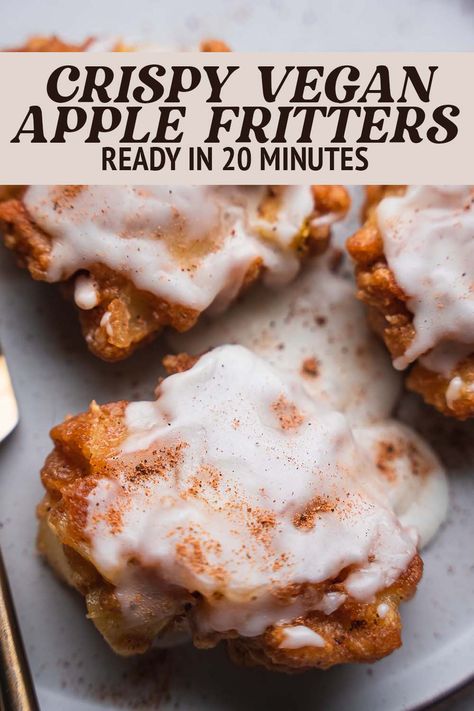 Vegan Apple Fritters, Icing Sugar Glaze, Chocolate Granola Bars, Quick Family Meals, Vegan Baking Recipes, Single Serve Desserts, Vegan Apple, Chocolate Granola, Sugar Glaze