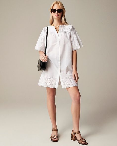 women's dresses & jumpsuits | J.Crew Dress And Sneakers Outfit, Popover Dress, Ss 2024, Poplin Skirt, Jcrew Collection, Swimwear Dress, Irish Linen, Denim Coat Jacket, Jcrew Women