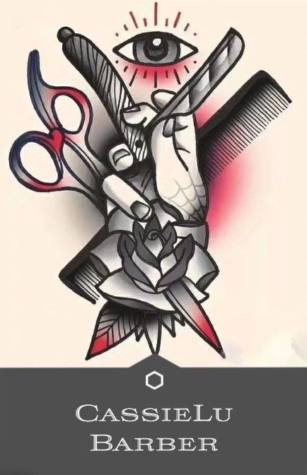 Female Barber Tattoo Ideas, Lady Barber Logo, Barber Tattoo Design, Barber Shop Pictures, Hairdresser Tattoos, Sailor Jerry Tattoo Flash, Barber Tattoo, Old Scool, Barber Logo