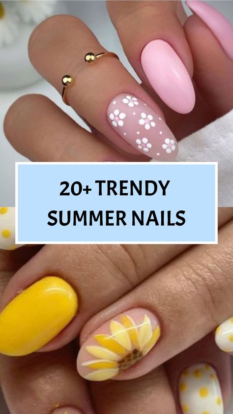 Summer Gel Nails 2024: 21 Ideas Ocean Gel Nails, Lemon Nails, Palm Tree Nails, Blue Gel Nails, Summer Gel Nails, Watermelon Nails, Sunny Vibes, Sunflower Nails, Tropical Patterns