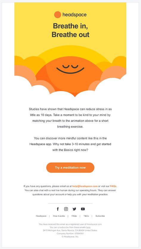 Headspace Content Marketing: How to Generate 410,000 Users | Grizzle Headspace Branding, Headspace App, Email Template Design, Modern Layout, Email Template, Breath In Breath Out, Kids Corner, Web App Design, Email Design