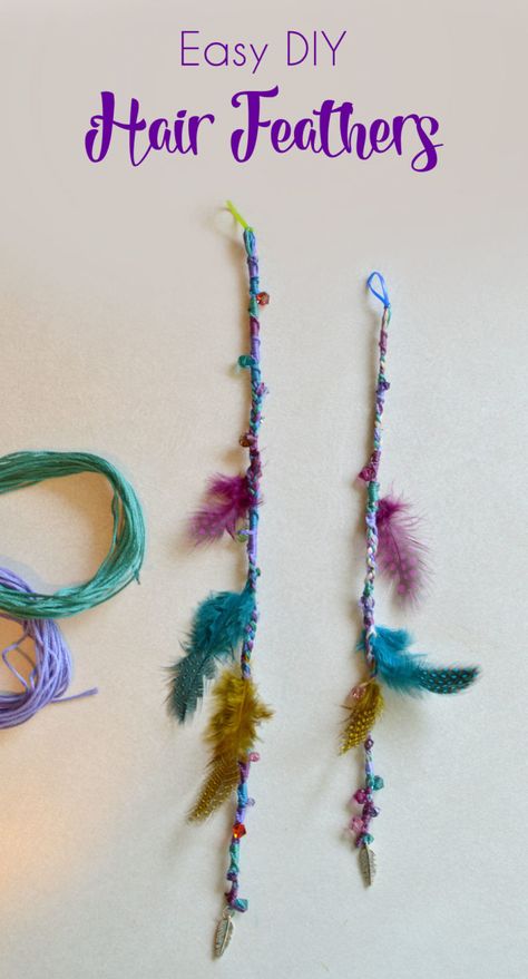 Diy Seed Bead Hair Clip, How To Make Feather Hair Extensions, Diy Hair Feather Extension, Diy Feather Hair Extensions, Hair Accessories Crafts, Diy Pirate Hair Beads, Festival Hair Accessories Diy, Diy Feather Hair Accessories, How To Make Clip In Hair Wraps