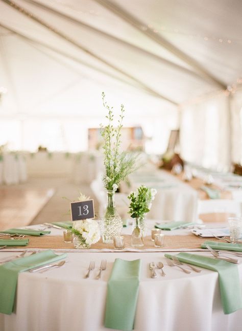 sage table setup | via Sage Wedding Ideas from http://emmalinebride.com/color/sage-green-wedding-ideas/ Burlap Wedding Decorations, Nordic Wedding, Rustic Farm Wedding, Sage Green Wedding, Wedding Entrance, Burlap Wedding, Wedding Table Centerpieces, Lace Weddings, Green Wedding