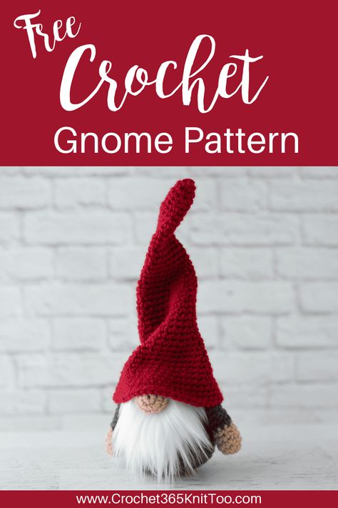 Crochet Christmas Gnome, Crochet Gnomes Pattern Free, Christmas Sewing Patterns, Christmas Scrapbook Paper, Crochet Gnome, Quick Crochet Projects, Christmas Crochet Patterns Free, Crochet Ball, Hat Patterns Free