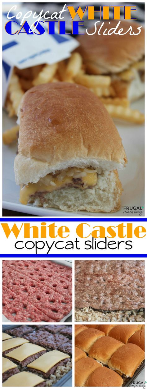 Copycat White Castle Sliders Recipe - Delicious Hamburger Recipe using Minced Onions and Dinner Rolls. Just like the real thing! Details on Frugal Coupon Living. #whitecastle #whitecastlesliders #copycat #copycatrecipes #burger #burgerrecipes #copycatwhitecastleburger Manly Sandwiches, Grill Night, White Castle Sliders, Copycat Food, Hamburger Recipe, Recipe Copycat, Quick Sandwiches, Meat Sandwich, White Castle