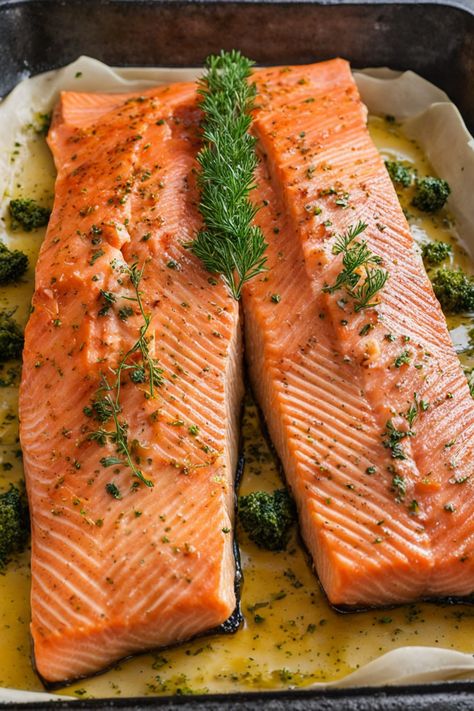 Oven-Baked Salmon Recipe

Ingredients

- 4 salmon fillets
- 2 tablespoons olive oil
- 1 lemon, sliced
- 2 cloves garlic, minced
- Salt and pepper to taste
- Fresh parsley for garnish

Instructions 

- Preheat the oven to 400°F (200°C). 
- Place the salmon fillets on a baking sheet lined with parchment paper. Drizzle with olive oil, and season with garlic, salt, and pepper. Top with lemon slices. 
- Full Recipe on... Baked Whole Salmon Recipes Oven, Baked Salmon Recipes Oven Foil, Salmon Fillets In Oven, Baked Salmon Filets With Skin, Salmon Recipes In Oven, How Long To Bake Salmon In Oven, Baked Salmon Fillets Oven, Oven Baked Salmon With Skin, Cooking Salmon In Oven