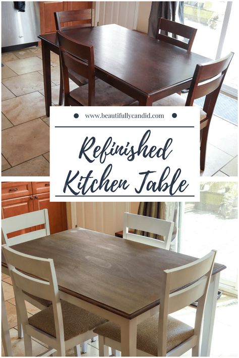 Kitchen Table Refinish, Refurbished Kitchen Tables, Refurbished Table, Kitchen Table And Chairs, Painted Kitchen Tables, Dining Table Makeover, Diy Kitchen Table, Kitchen Table Makeover, Farmhouse Kitchen Tables