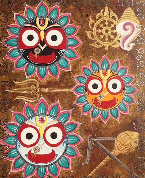 Jagannath Baladeva Subhadra Puri Jagganath, Jagannath Baladeva Subhadra, Jagannath Rangoli, Krishna Inspiration, Jagannath Painting, Jagannath Puri, New Rangoli, Water Paint Art, Paint Splatter Art