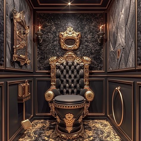 Experience royal comfort with our Throne-Inspired Toilet, a luxurious and elegant addition to your bathroom. Designed to evoke the grandeur of a majestic throne, this toilet features intricate detailing and high-quality materials that exude sophistication. The ergonomic seat ensures optimal comfort, while modern flushing technology guarantees efficiency and water conservation. Perfect for those who seek a blend of opulence and practicality, this throne-inspired toilet transforms an everyday n... Fancy Toilets Design, Multiverse Images, Toilet Seat Ideas, Fancy Toilets, Throne Toilet, Luxurious Toilet, Toilets Modern, Dream Bathroom Luxury, Toilet Seat Design