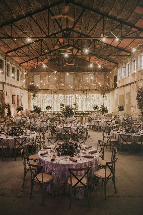 Warehouse Wedding Decorations, Industrial Chic Wedding Decor, Wedding With Fairy Lights, Fairy Light Backdrops, Event Venue Design, Grooms Outfit, Industrial Wedding Decor, Gala Decorations, Bike Wedding