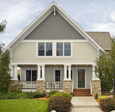 Outdoor Paint Colors, Benjamin Moore Exterior, Exterior House Renovation, Gray House Exterior, Moore House, Exterior Color Schemes, Craftsman Exterior, Grey Exterior, Exterior Renovation