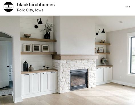 Black Birch Homes, Hide Tv, Brick Living Room, Built In Shelves Living Room, New House Living Room, Living Room Built Ins, Fireplace Built Ins, Living Room Decor Fireplace, Home Fireplace