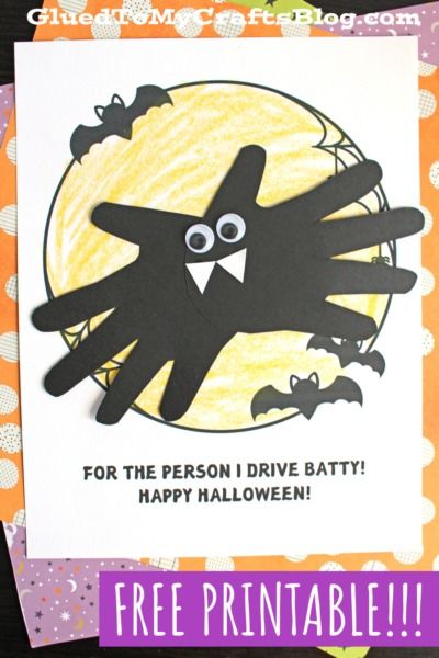 Handprint "Batty" Keepsake Craft Idea For Halloween - Glued To My Crafts B Is For Bat Craft, Bat Crafts For Toddlers, Bats Preschool, Bat Craft, Idea For Halloween, Halloween Crafts Preschool, Paper Bag Crafts, Keepsake Crafts, Name Crafts