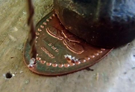 You don't need a drill to put a hole in a pressed penny. This simple technique is easy to tackle for those who don't have a machine shop. Smashed Pennies, Penny Art, Pressed Pennies, Penny Jewelry, Penny Bracelet, Sliding Knot Bracelet, Penny Necklace, Washer Jewelry, Pin Ideas