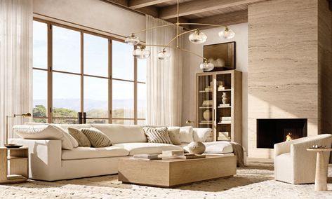 Rooms Modern | RH White Sectional Living Room Ideas, Rh Living Room Ideas, White Sectional Living Room, Rh Inspired Living Room, Sectional Living Room Ideas, Rh Living Room, Rh Home, Sectional Living Room, White Sectional