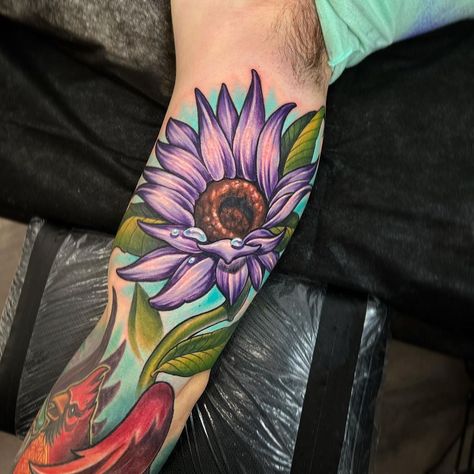 Purple Sunflower, Vibrant Aesthetic, Meaning Art, Sunflower Tattoos, Celtic Style, Sunflower Tattoo, With Meaning, Unique Flowers, Tattoos With Meaning