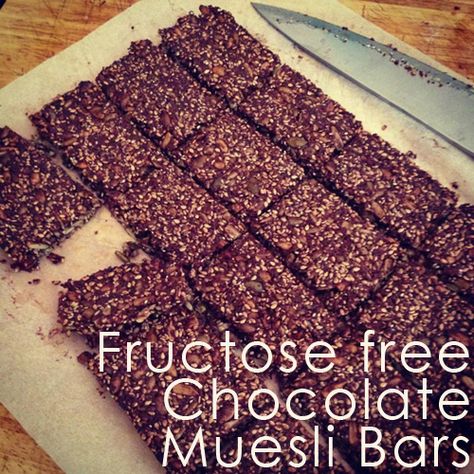 Lunch Box Snacks: Fructose Free Chocolate Muesli Bars @Scott Doorley Stone Gluten, nut, fructose free! You can always start with basic recipe and mix in what you like! Chocolate Muesli, Muesli Bar Recipe, Fructose Free Recipes, Quit Sugar Recipes, Quitting Sugar, Fancy Foods, Fructose Free, Muesli Bars, Lunch Box Snacks