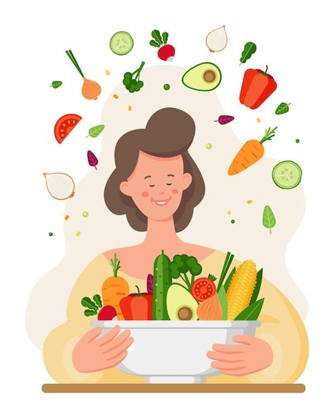 Eat Healthy Food Illustration, Nutritionist Quotes, Nutrition Illustration, Healthy Food Illustration, Nutrition Art, Healthy Illustration, Healthy Food Logo, Herbal Tea Benefits, Food Vector