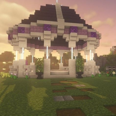 Minecraft build : Gazebo #garden #landscaping #gardenideas Quartz Building Minecraft, Minecraft Quartz Build, Minecraft Quartz House, Minecraft Gazebo Ideas, Build Gazebo, Minecraft Gazebo, Rumah Minecraft Sederhana, Minecraft Mansion, Minecraft Things