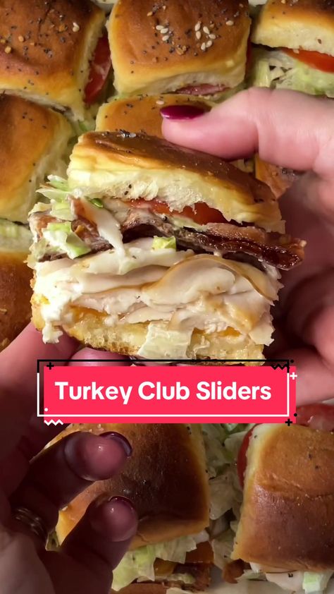 Carman Wilken on TikTok Turkey Club Sliders, Club Sliders, Carman Wilken, Turkey Sliders, Turkey Club, Slider Recipes, Delicious Sandwiches, Salad Sandwich, Game Day