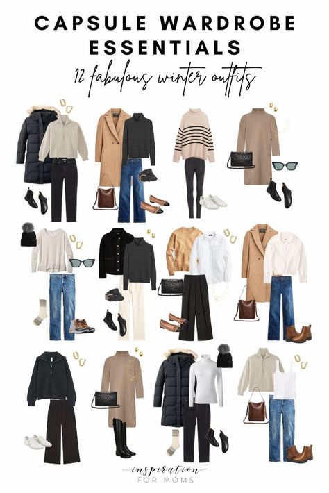 Adding these 36 winter capsule wardrobe essentials to your wardrobe will save you money and time. And you’ll gain a closet full of fabulous stylish, winter outfits you will be able to put together in minutes! European Winter Capsule Wardrobe, Winter European Travel Outfits, Winter Capsule Wardrobe 2024 Travel, Winter Inspo Outfits 2024, What To Pack For Europe In Winter, Winter Essentials Clothes Women, Winter Outfits Capsule, Winter Outfits Capsule Wardrobe, Winter Travel Clothes