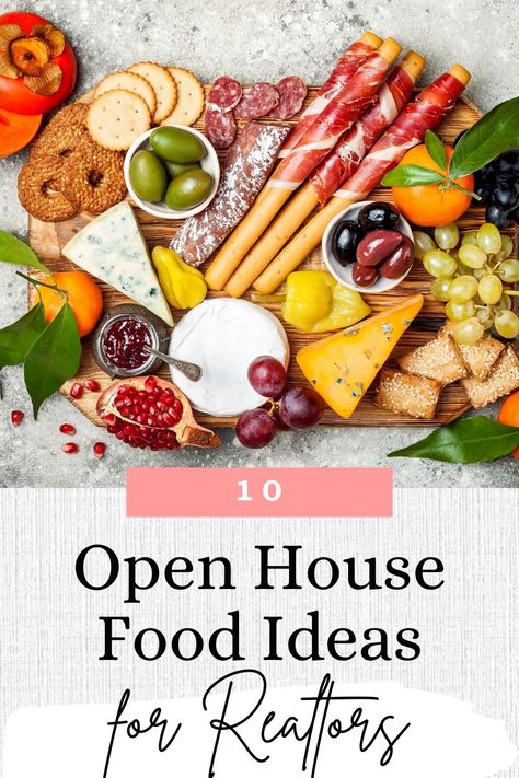 Happy Hour Open House, Agent Open House Ideas, Snacks For Open House Real Estate, Open House Ideas For Business, Real Estate Agent Open House Ideas, Easter Open House Ideas, Business Open House Food Ideas, Broker Open House Food Ideas, Open House Menu Ideas Food