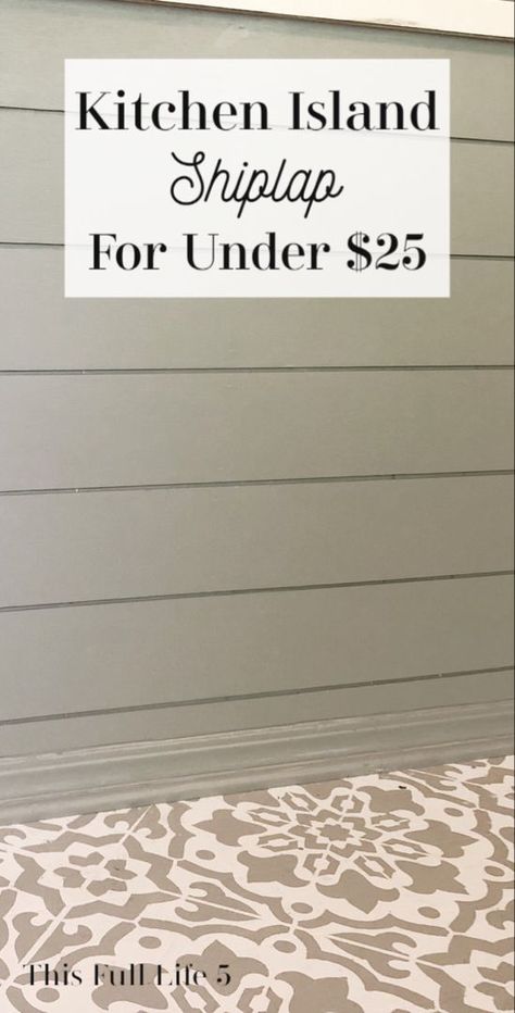 From outdated paneling to updated shiplap on your kitchen island for less than $25! #makeover #beforeandafter #kitchenremodelonabudget Kitchen Island Shiplap, Island Shiplap, Kitchen Island Panels, Island Makeover, Kitchen Island Makeover, Wainscoting Kitchen, Shiplap Kitchen, Kitchen Peninsula, Open Kitchen Shelves