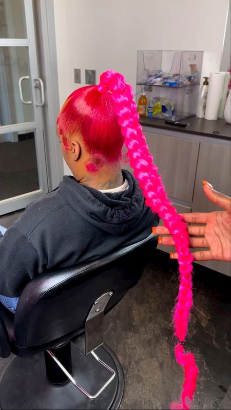 Pink Braided Ponytail, Peekaboo Hair Colors, Colorful Wig, High Ponytail Hairstyles, Peekaboo Hair, Haute Hair, Hair School, Yay Or Nay, Braid Ideas