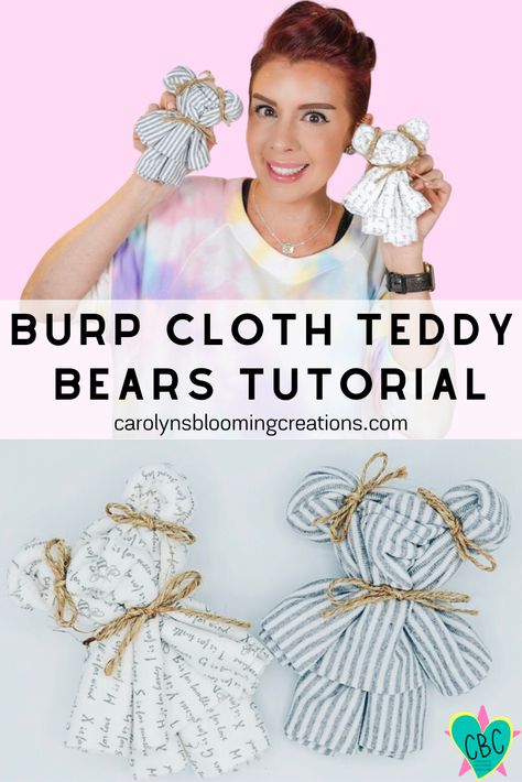 A super easy tutorial that will have you making these teddy bears for all the new moms and dads in your life! #burpclothteddybear #washclothteddybear #towelanimals #babyshowerideas #babygifts #giftideas #babyshower Teddy Bear Washcloth Tutorial, Diy Burp Cloth, Washcloth Bear, Washcloth Teddy Bear, Easy Baby Shower Gift, Burp Cloths Diy, Blanket Bear, Diy Home Improvements, Baby Gifts To Make