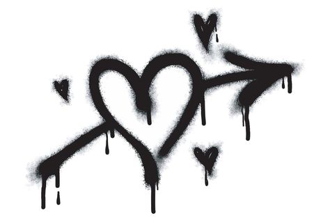 Spray graffiti heart sign painted in black on white. Love heart drop symbol. isolated on a white background. vector illustration Heart Graffiti Art, Heart Icons Aesthetic, Graffiti Clipart, Graffiti Symbols, Graffiti Type, Graffiti Art Drawings, Graffiti Hearts, Easy Graffiti, Graffiti Heart