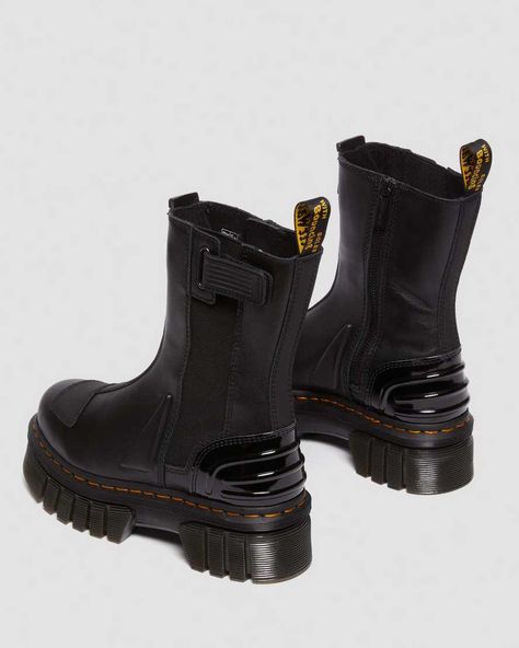 Dr Martens Audrick, Styling Chelsea Boots, Black Dr Martens, Platform Chelsea Boots, Yellow Heels, Black Platform Boots, Black Chelsea Boots, Biker Boots, Black And Yellow