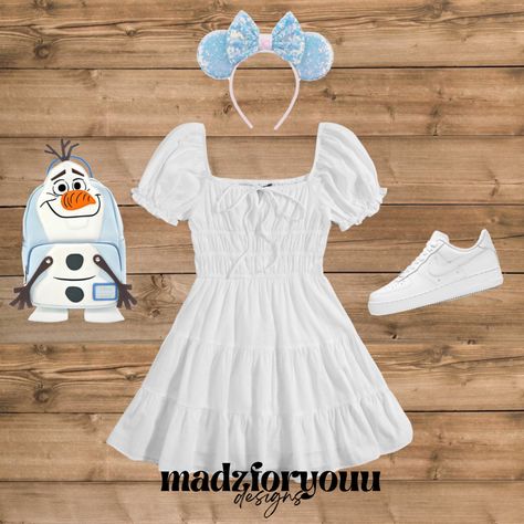 Shein dress, Olaf Loungefly backpack, Frozen Disney outfits, air force ones Shein Disney Outfit, Olaf Disneybound, Frozen Disney Outfits, Olaf Outfit, Dopamine Boost, Disney Outfits Women, Disney Olaf, Loungefly Backpack, Disney Bounds