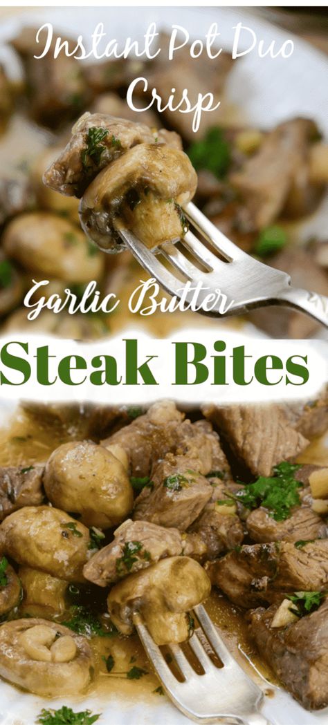 Air Fryer Blooming Onion, Garlic Butter Steak Bites, Butter Steak Bites, Butter Steak, Blooming Onion, Steak And Mushrooms, Garlic Butter Steak, Meat Appetizers, Steak Butter