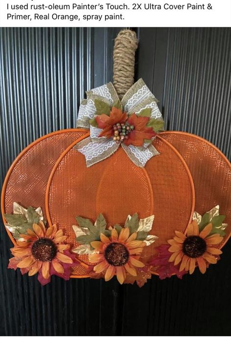 Fall Decor Wreaths, Fall Pumpkin Crafts, Deco Mesh Wreaths Diy, Fall Decor Diy Crafts, Fall Thanksgiving Wreaths, Fall Decor Dollar Tree, Holiday Wreaths Diy, Fall Arts And Crafts, Diy Halloween Wreath