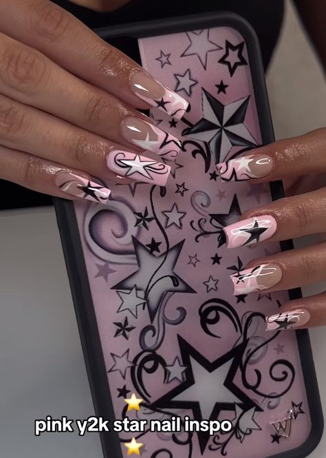 Sns Nails Designs, Oval Nails Designs, Star Nail Designs, Punk Nails, Y2k Nails, Glow Nails, Classy Acrylic Nails, Bling Acrylic Nails, Short Acrylic Nails Designs